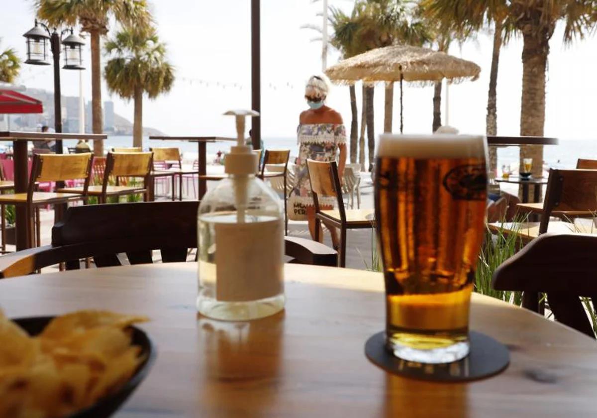 A beer served in Benidorm beach bar.