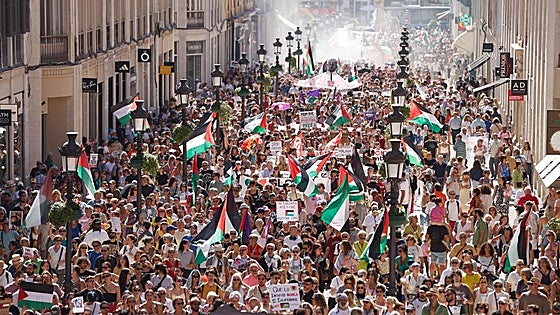 More than 4,000 protesters march on Malaga to demand 'peace and justice' for Palestine and release of aid flotilla activists