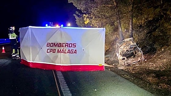 Driver dies after car crashes into tree and bursts into flames in north of Malaga province