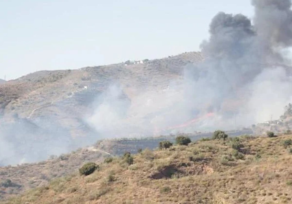 Photograph of the wildfire in Moclinejo on 29 August 2020.