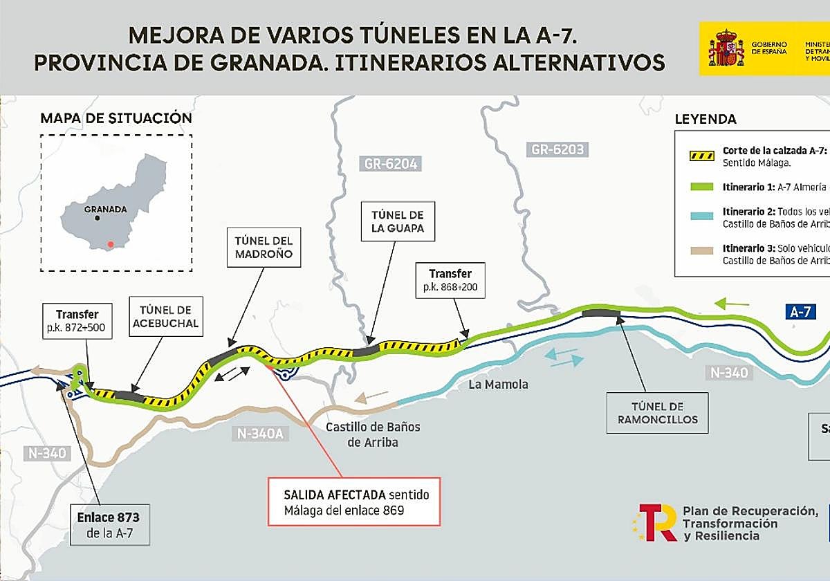 Closures on the A-7 Mediterranean motorway in Granada province expected until Christmas