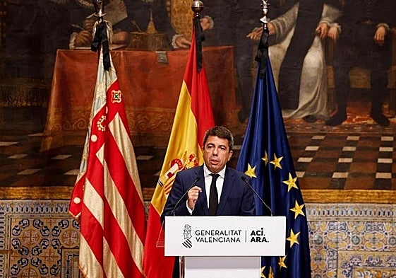 Carlos Mazón gives a speech on the anniversary of the dana.