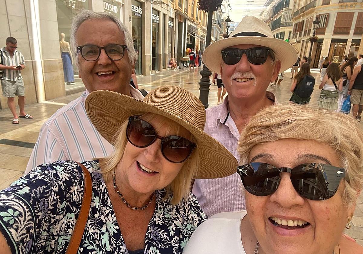 Professor Karen O’Reilly with her husband Trevor and also Gloria Uribe from Lux Mundi with her husband Leonardo in Malaga.