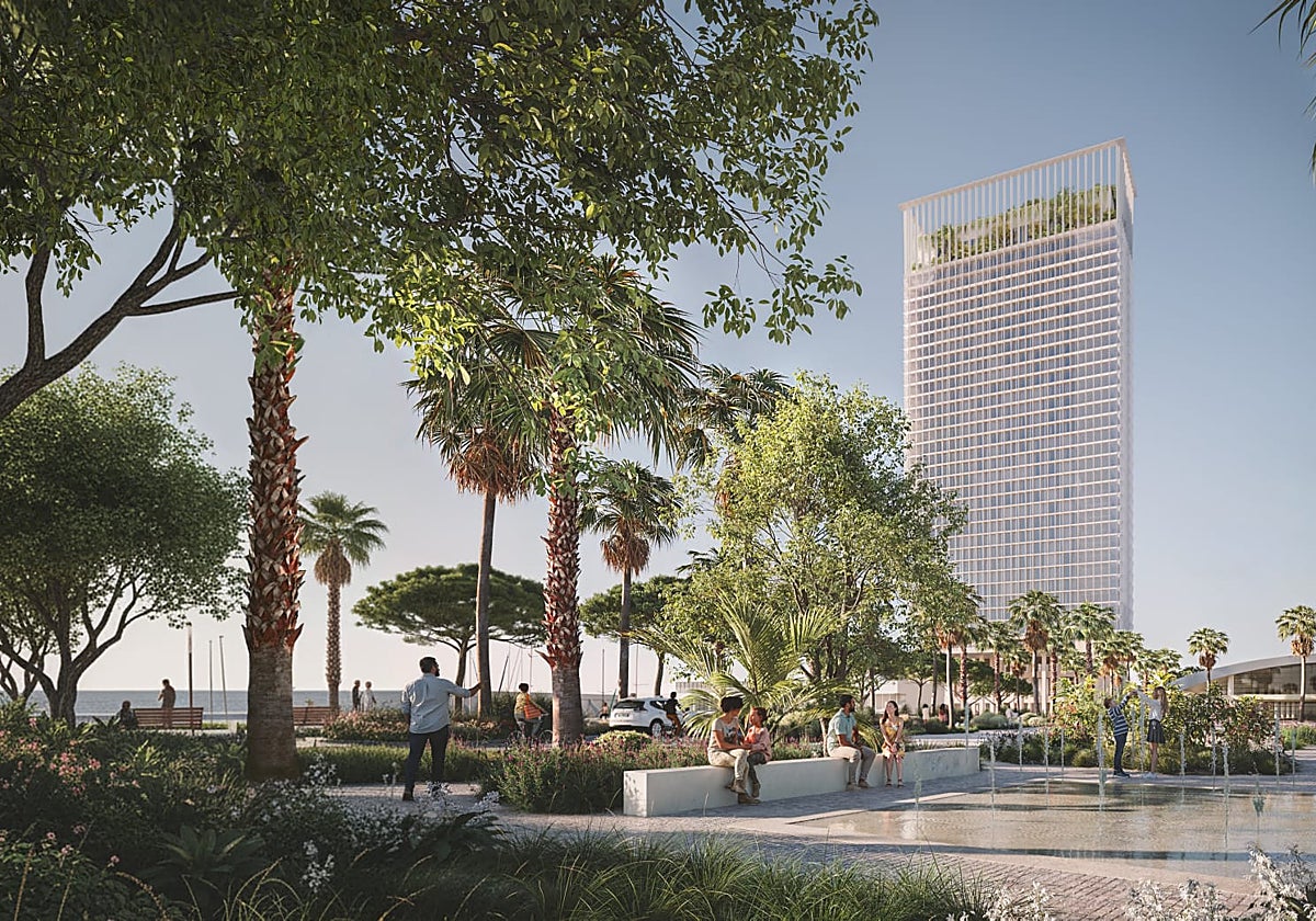 New design of Torre del Puerto, as seen from the Levante breakwater.