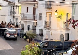 The funeral van at the entrance of the Torrox home, where the incident occurred on Tuesday.
