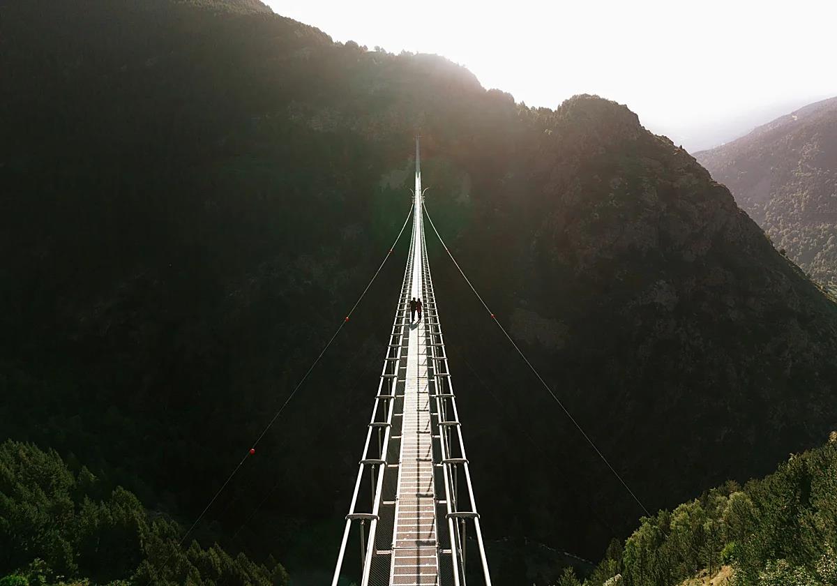 This is the Tibetan bridge in Canillo that's the second longest of its kind in the world