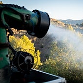 Photo of a cannon applying biocides.