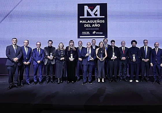 Group photo of the Malagueños del Año 2025 winners.