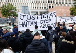 Protest outside Malaga courthouse demands justice for man who died while being restrained by police with Tasers on the Costa