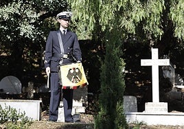 A representative of the German Navy at the English Cemetery on Tuesday.