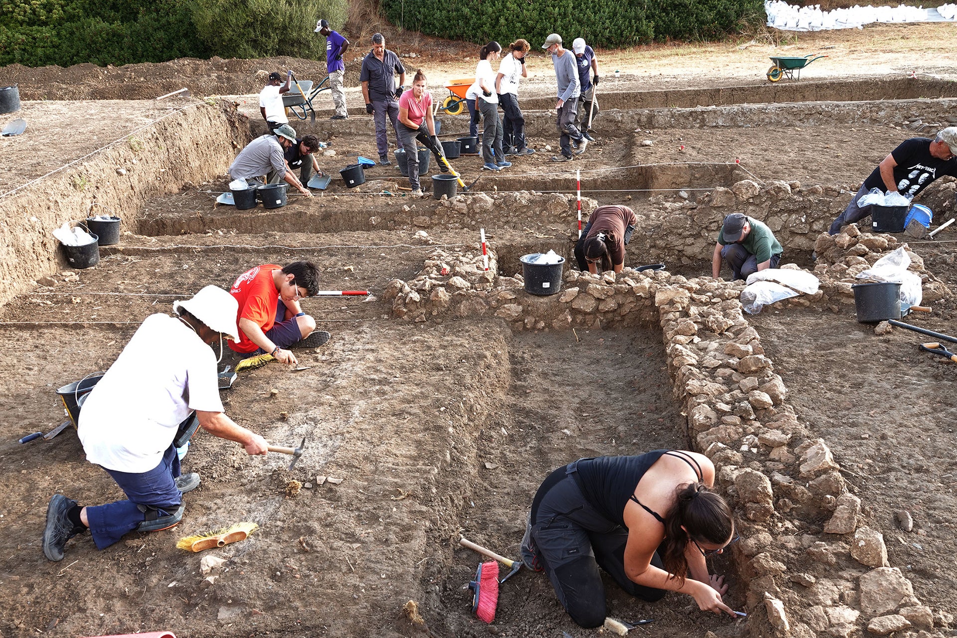 Walls of a large building were uncovered.