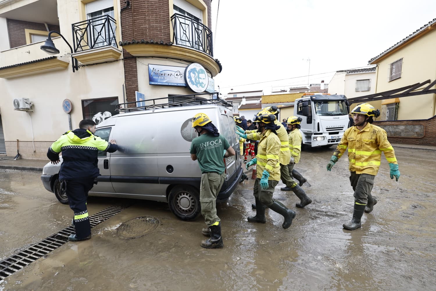 In pictures: Malaga town mops up after a night of torrential rain and the Guadalhorce river at its highest level on record