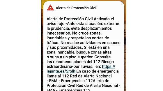 Mobile phone alarms ring again: Malaga area under red warning for heavy rain