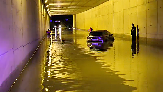 Emergency services rescue driver trapped in tunnel at Malaga Airport