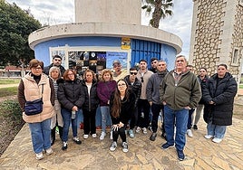 Friends and family of Antonio Javier Gutiérrez Ramos, next to the altar by the lighthouse in Torre del Mar on Wednesday 14 January
