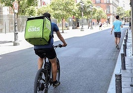 An Uber biker in Madrid.