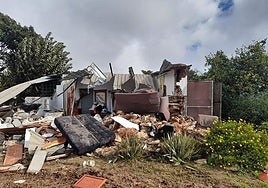 Image of the property owned by Loli Fernández being demolished on Friday 16 January
