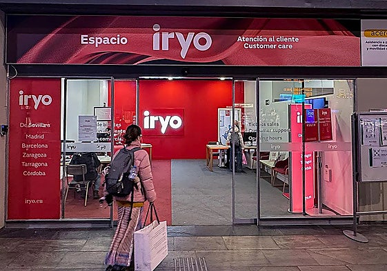 Iryo vending and information point at the Santa Justa station in Seville.