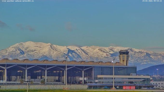 Snow seen from Malaga Airport.
