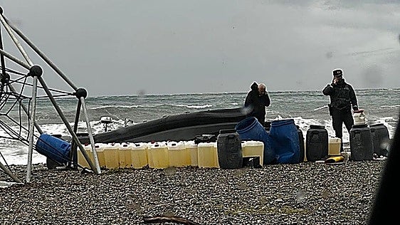 Two narco-boats stranded on Granada's Costa Tropical during storm