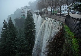 Photo of a 'waterfall' created by the relentless rains in Grazalema.