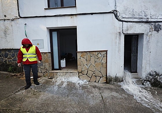 Water coming out of a house in Benaoján during the most recent storms.