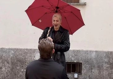 The moment of the proposal, captured on camera.