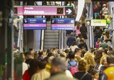One of Malaga city's metro stations, teeming with passengers.