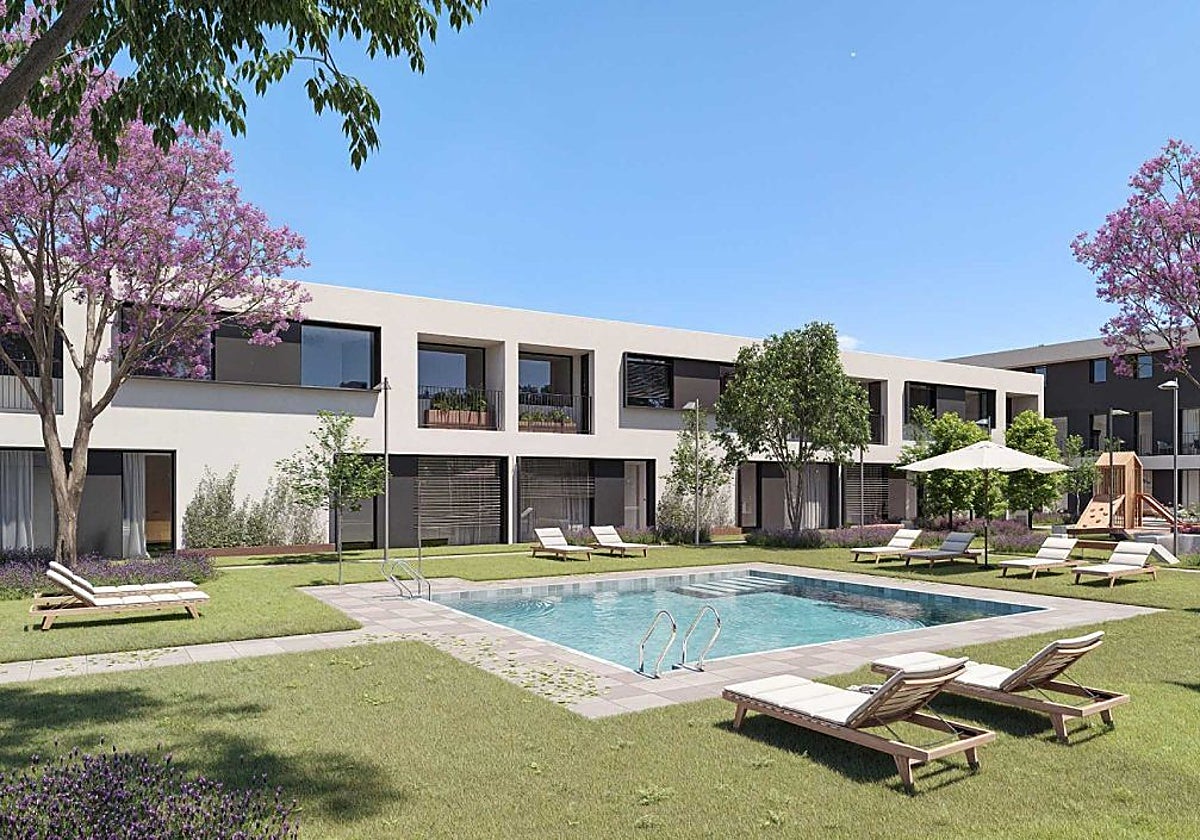 Visualisation of the 62-home Lagoom Living development in Malaga city.