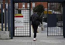 A visitor entering an employment office.