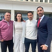 Carmen with her family and lawyer in front of the courthouse in Malaga.