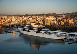The Four Seasons Yachts' cruise ship, moored at Palmeral dock in Malaga Port.