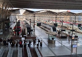 High-speed trains at the Malaga station.