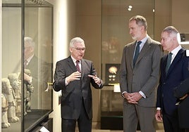 King Felipe touring the exhibition where he made his comments.