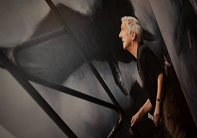 Self portrait of Vladimir Velickovic, in the exhibition.