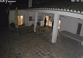 Security cameras captured two of the suspects at one of the houses.