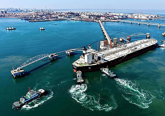 A ship in the Strait of Hormuz.