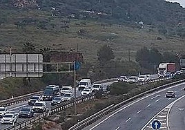 A traffic jam on the A-357 road in Malaga early on Friday morning.
