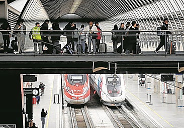 Passengers at the Santa Justa station in Seville.