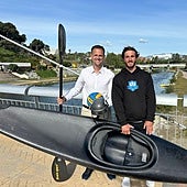 Antonio Romero (r), the under-21 world champion in kayak polo will serve as referee for the competition.