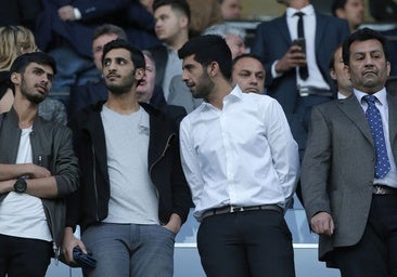 Nayef, Rakan, Nasser and Abdullah Al-Thani, in the box at La Rosaleda.