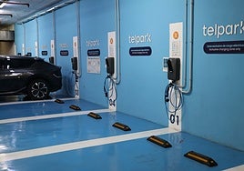 Chargers for electric vehicles in the Marbella Market car park.