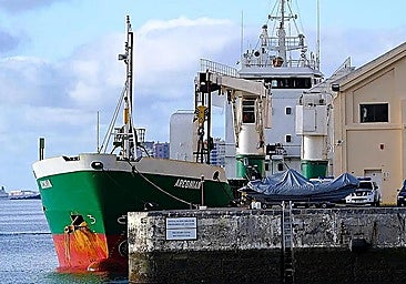 The ship Arconian, from Sierra Leone, in the Port of Las Palmas on Monday.