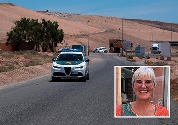 Image of the Guardia Civil in the area where the body was found and in the lower right corner the deceased.