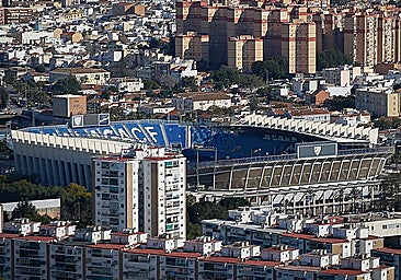 Aerial view of the La Rosaleda stadium in Malaga.
