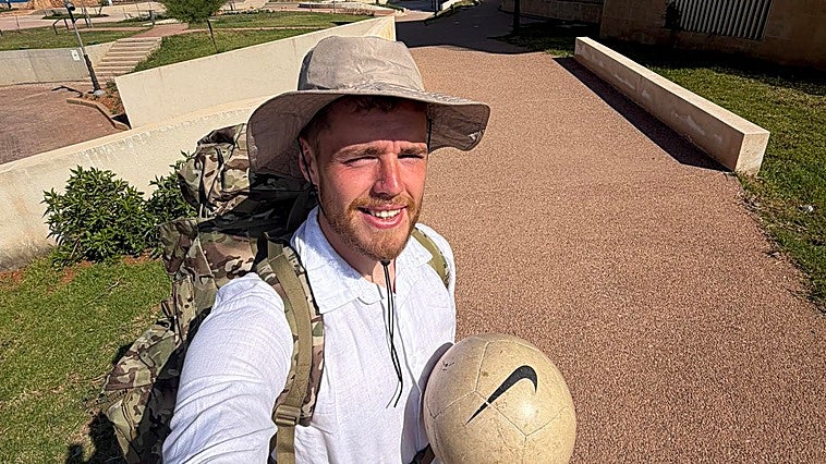 James Lewis in Rabat on day eight of his challenge.