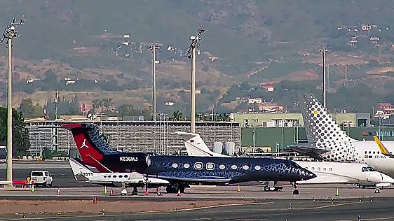 Basketball legend Michael Jordan's private jet lands at Malaga Airport