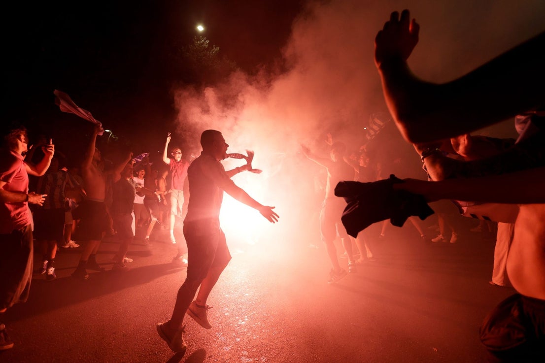 Malaga fans celebrate on promotion night