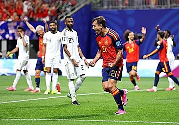 Oyarzabal celebrates one of his two goals on Sunday.