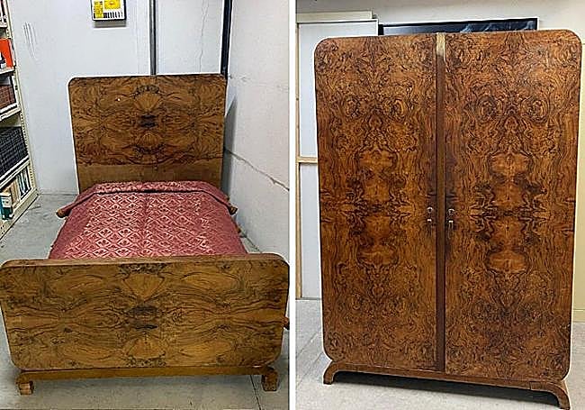 The bedroom furniture.